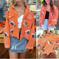Cordjacke für Damen mit Fußball-Pailletten-Aufnäher