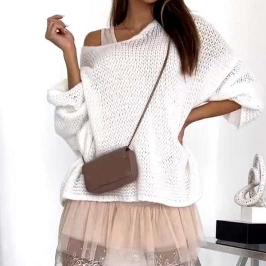 Gemütlicher Damen-Pullover mit V-Ausschnitt