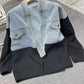Stylische Frauen-Jacke mit Patchwork-Design und langen Ärmeln