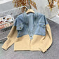 Stylische Frauen-Jacke mit Patchwork-Design und langen Ärmeln