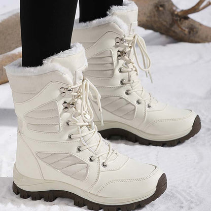 Warme, knöchelhohe Schneestiefel zum Schnüren für Damen