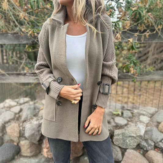 🍂💕Mittellanger Damenrock mit doppelten Knöpfen und Revers