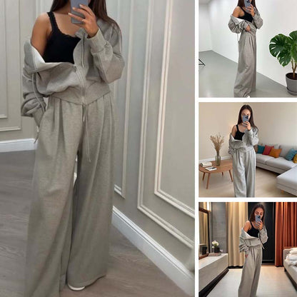 Damen lässiges 2-teiliges Set mit Reißverschluss