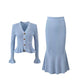 Strick-Zweiteiler: Figurbetontes Top & Fishtail-Bodycon-Rock