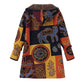 Damenjacke mit Kapuze und Kunstfellfutter und Blattprint