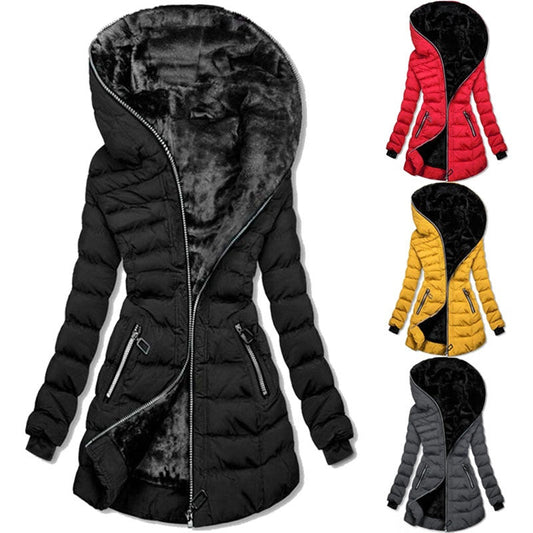 ❄️ LETZTER TAG IM ANGEBOT - 50% RABATT 💖 Damen Kapuzen-Mantel mit Plüschfutter