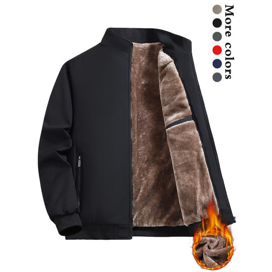 ❄️Einfarbige, warme Herrenjacke mit Reißverschluss –💪Knitterfrei, wind-, regen- und schneefest!