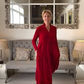 Einfarbiges, plissiertes Midi-Swing-Kleid