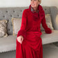 Einfarbiges, plissiertes Midi-Swing-Kleid