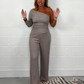 Modischer Damen-Zweiteiler: One-Shoulder-Top & Hose mit weitem Bein