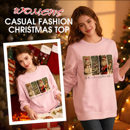 Damen-Weihnachts-Doodle-Sweatshirt mit Rundhalsausschnitt