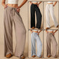 Weibliche Freizeit-Hose mit weitem Bein und Kordelzug
