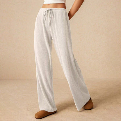 Weibliche Freizeit-Hose mit weitem Bein und Kordelzug