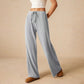 Weibliche Freizeit-Hose mit weitem Bein und Kordelzug