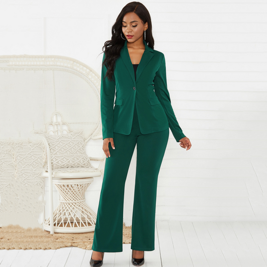 💖Damen Business Solid Blazer & Hose 2-teiliges Set