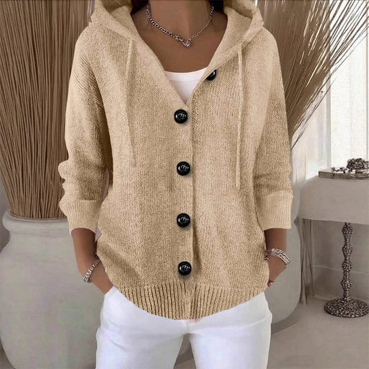 Damen einfarbige Strickjacke mit langen Ärmeln