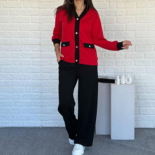 Zweiteiliges Freizeit-Set für Damen in Blockfarben