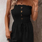 Trägerloser Jumpsuit für Damen mit Rüschenbesatz, Raffung, Bindeband vorne und weitem Bein